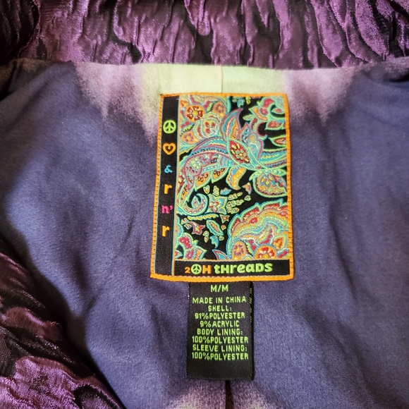 New 2OH Threads Two Old Hippies Purple Tie Wasit Jacket Size Medium - Picture 10 of 12
